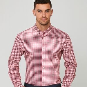 Pera 100% Egyptian Cotton Trim Fit Button Down Shirt Red White 18 34/35